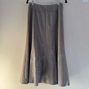 Sigrid Olsen Gray Embroidered Trumpet Midi Skirt